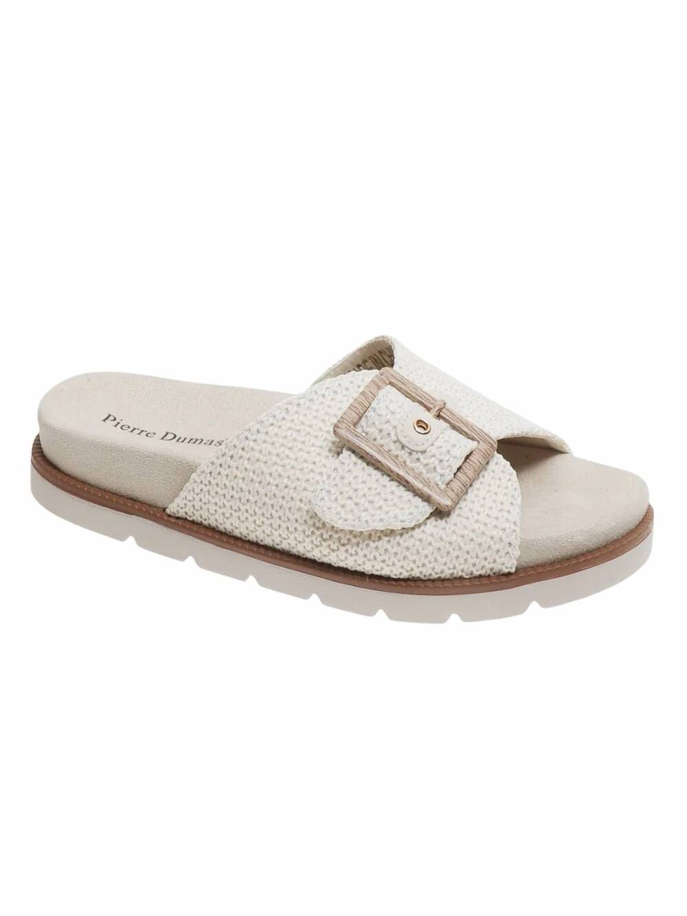 NEW OLEM women's quinn buckle slide sandals in cream